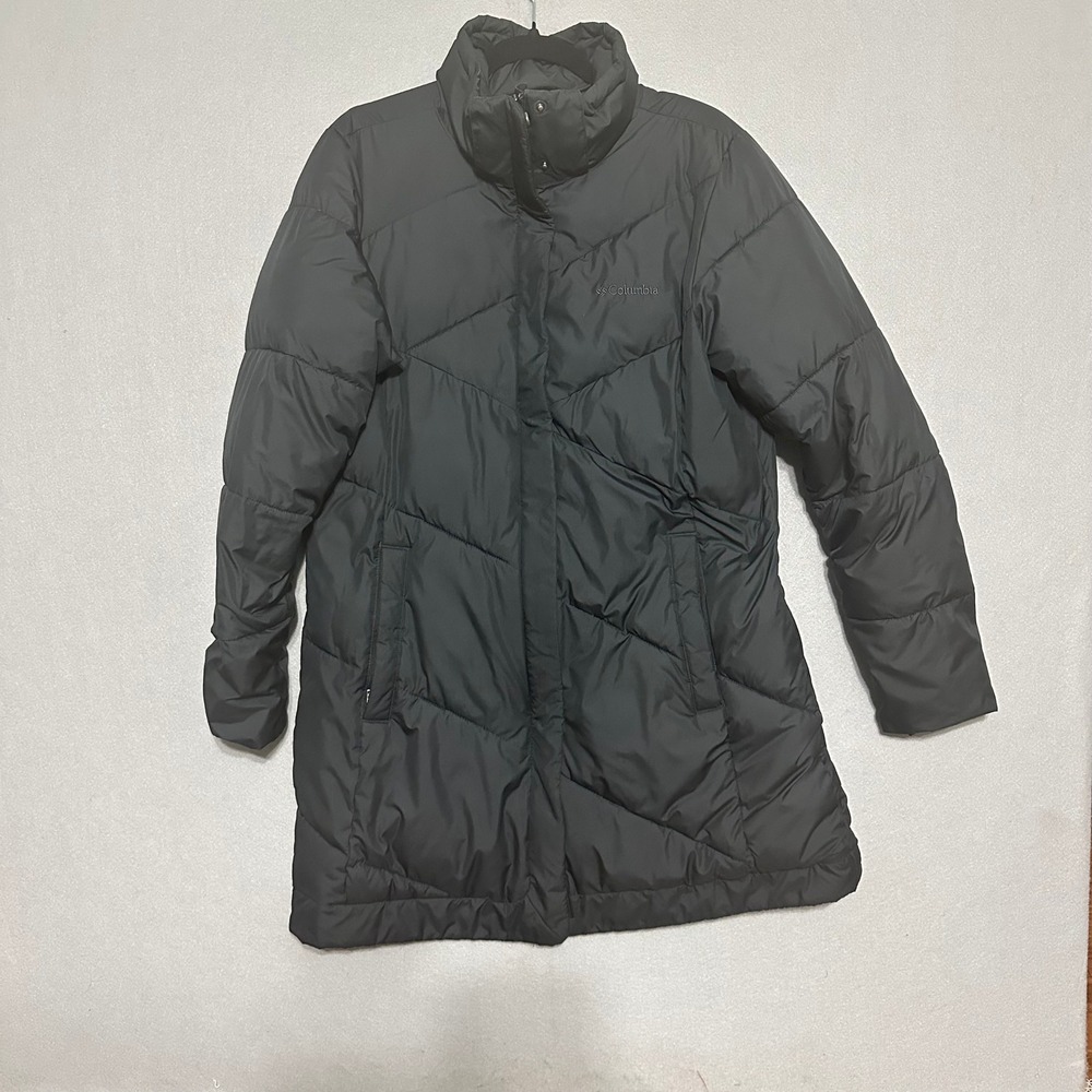 Columbia Womens Black Quilted Puffer Parka Jacket Insulated Coat Size L‎